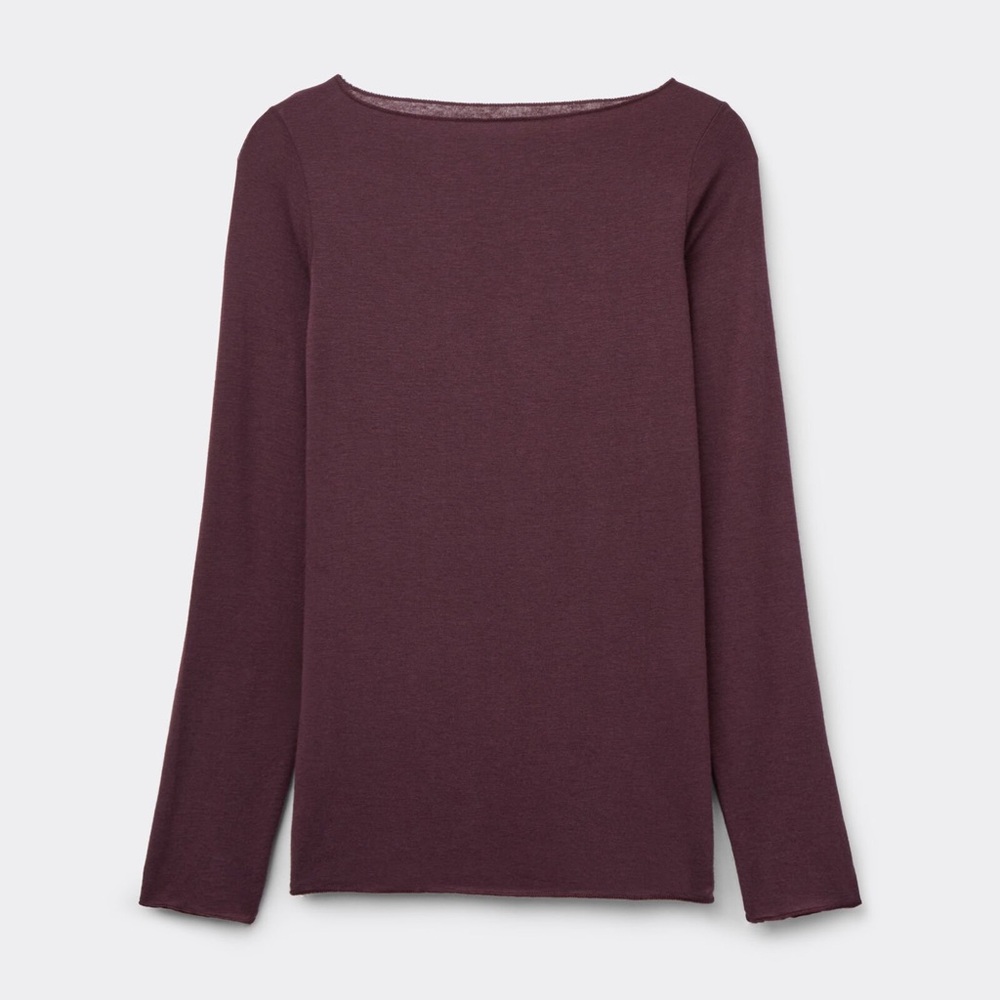 Intimissimi Boat Neck Modal Cashmere Ultralight Top Dark Burgundy - Picture 5 of 6